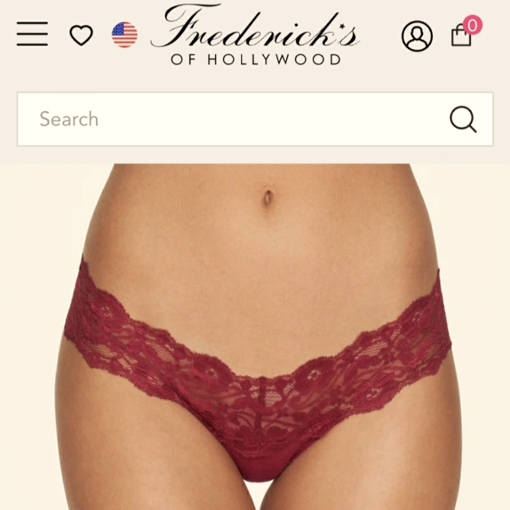 Women's Frederick of Hollywood cotton lace thong underwear size, M. New